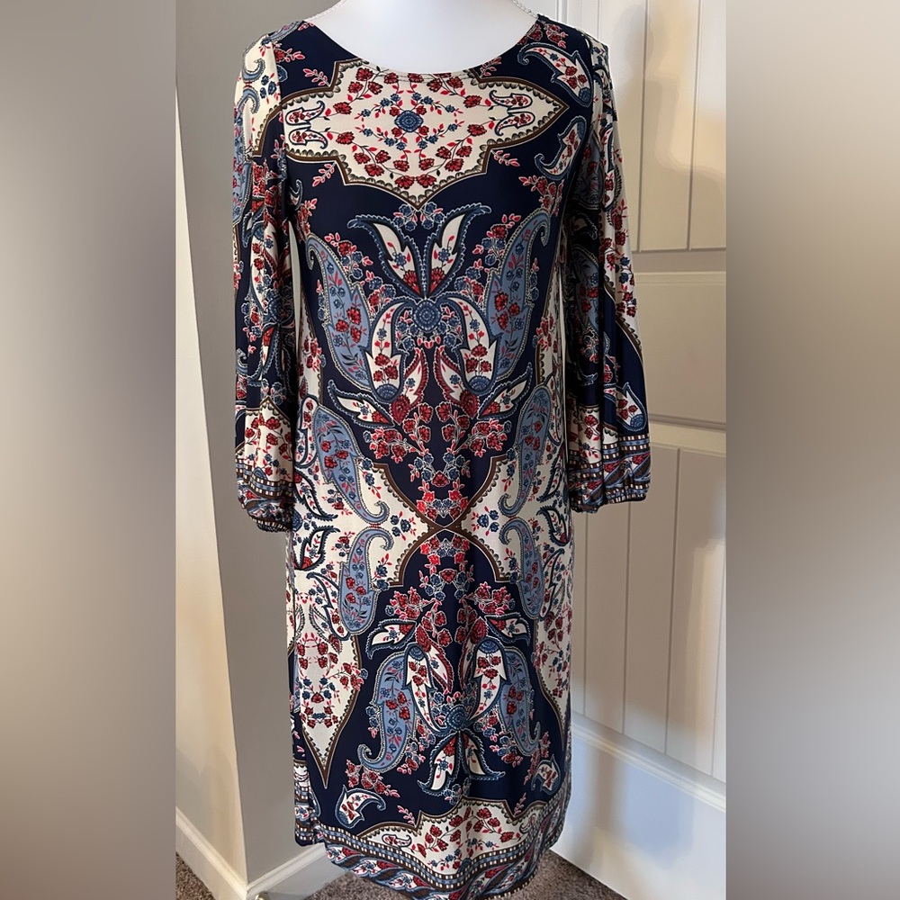 Chic Paisley 3/4 Sleeve Dress Small - Picture 3 of 12